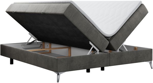 Boxspringbett - Doppelbett mit Multipocket-Matratze - LESS -120x200 - Dunkelgrau Velours - H3 Bild 4