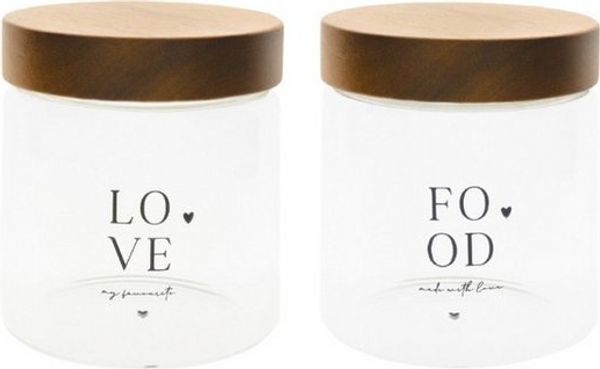 Bastion Collections Geschirr-Set Vorratsdose 2er Set - LOVE & FOOD - transparent