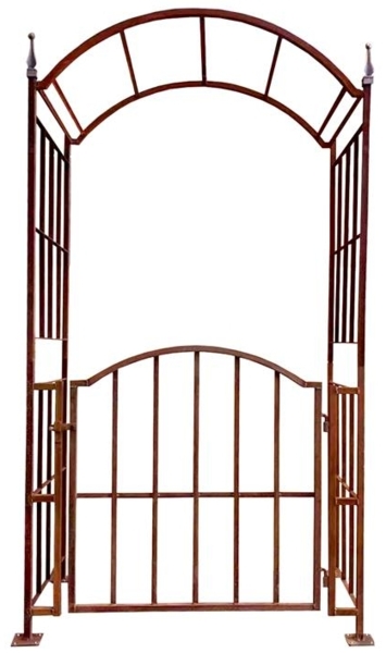 Rosenbogen Kletterhilfe Rankhilfe mit Tor Edel-Rost Rankgitter Gartentür 225 cm