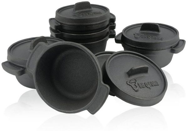 BBQ-Toro Serviertopf Serviertöpfe Set (6-er Pack) Ø 11 cm Gusseisen Mini Gusstopf, Gusseisen