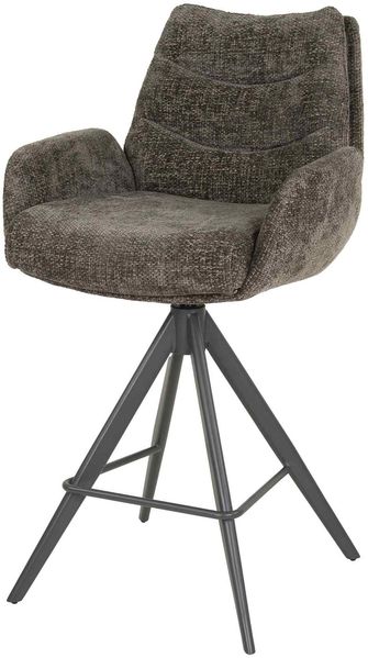 Barhocker 2er-Set Riloure, Webstoff mit Armlehne, modern drehbar, braun, gepolstert