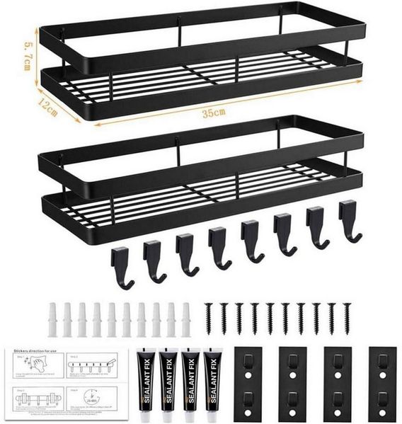 LuxusKollektion Gewürzregal Gewürzregal Wand Ohne Bohren Metall 2 Etagen 8 Haken M