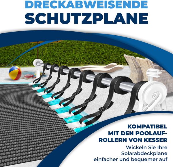 KESSER® Pool Solarabdeckplane | Solarfolie Stärke 120µm | Solarabdeckung Solarplane zuschneidbar | Poolsolarplane Solar Folie inkl. 1x Schere, 1x Lochzange & 12x Ösen | Poolheizung für Wassererwärmung Schwarz, Ø 427 cm Bild 5