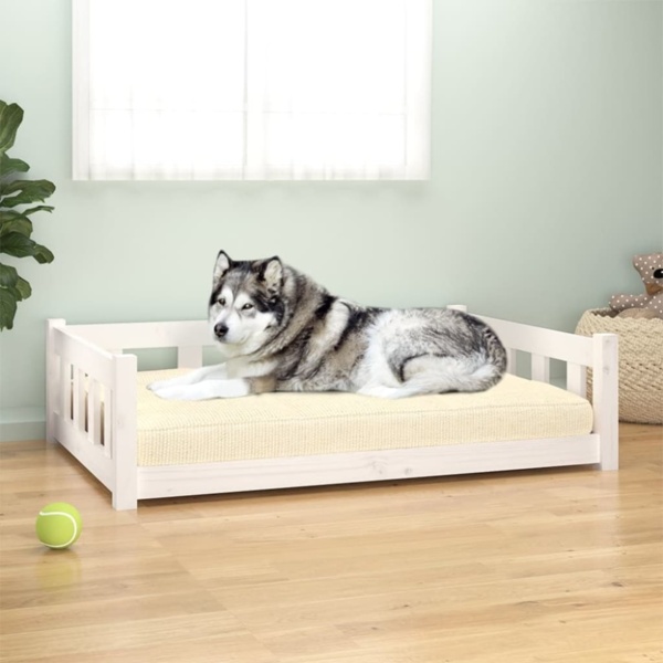 vidaXL Hundebett Weiß 105,5x75,5x28 cm Massivholz Kiefer 820203