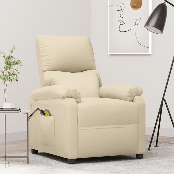vidaXL Massagesessel Elektrisch Creme Stoff 3073826