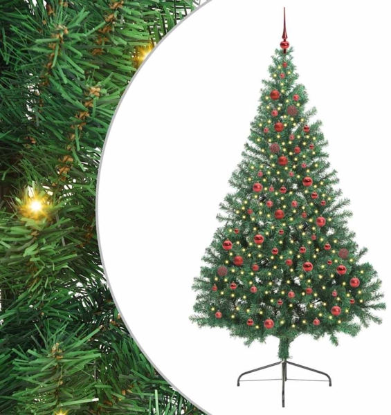 vidaXL Künstlicher vorbeleuchteter Weihnachtsbaum Grün 210 cm PVC 3397024