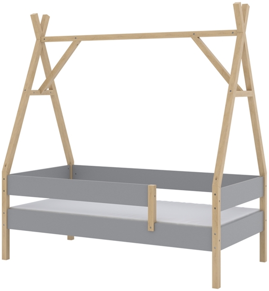 Tipi-Bett Bali Grau 80x160 cm mit Matratze Vitalispa