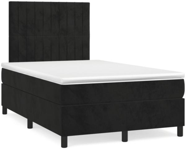 vidaXL Boxspringbett mit Matratze & LED Schwarz 120x190 cm Samt 3270325