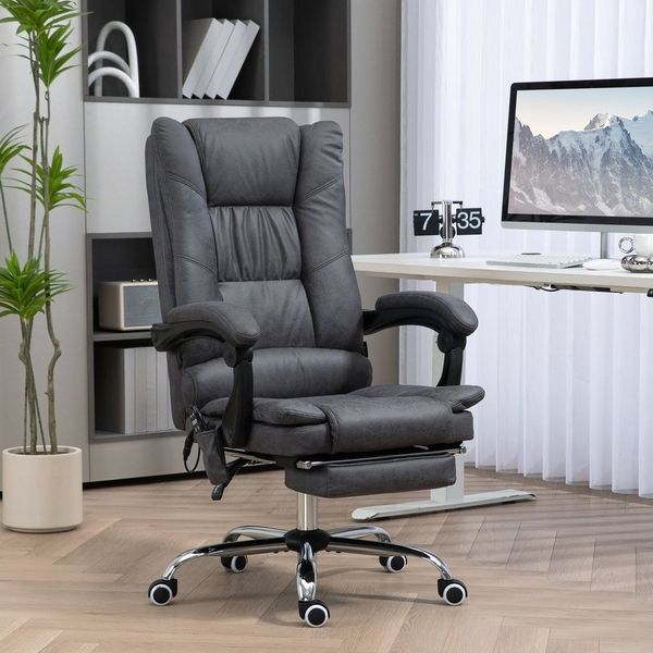 Vinsetto Schreibtischstuhl Massage-Bürostuhl 111-119 cm Drehstuhl mit Heizfunktion (PC Stuhl, 1 St), Höhenverstellbar Schreibtischstuhl mit Lendenwirbelstütze, drehbar