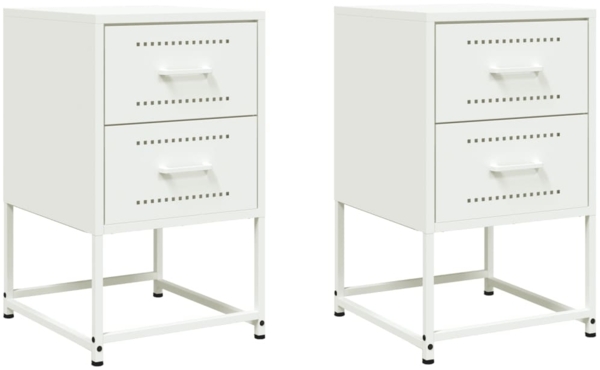 vidaXL Nachttische 2 Stk. Weiß 36x39x60,5 cm Stahl 846469