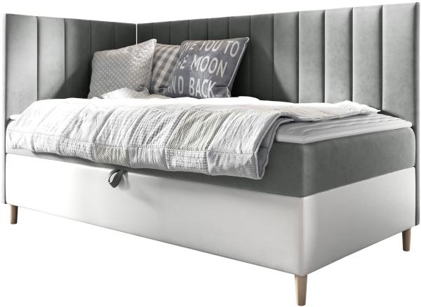 Boxspringbett Chapeni 'Junior 3' grau 100 x 200 cm Links