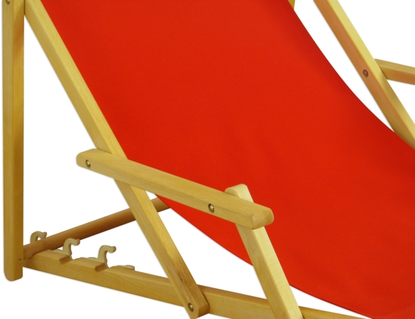 Deckchair rot Strandstuhl Sonnenliege Gartenliege Relaxliege Kissen Buche klappbar 10-308 N KD Bild 9