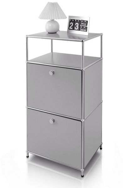 Floordirekt Mehrzweckregal Concept Epure MK-120, B50 × T40 × H100 cm, verschließbar Fächer, modular, Aufbewahrungsregal mit verchromtem Metallgestell, Design Regal