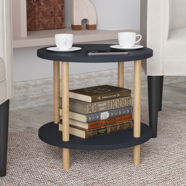 Beistelltisch Ves 49xØ42 cm Grau [en. casa]