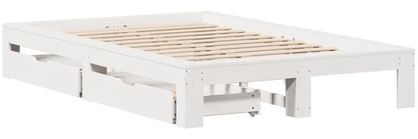 vidaXL Massivholzbett ohne Matratze Weiß 135x190 cm Kiefernholz 3309015 Bild 3