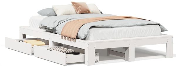 vidaXL Massivholzbett ohne Matratze Weiß 135x190 cm Kiefernholz 3309015 Bild 2