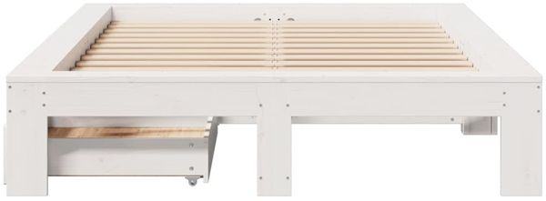 vidaXL Massivholzbett ohne Matratze Weiß 135x190 cm Kiefernholz 3309015 Bild 4
