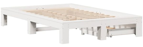 vidaXL Massivholzbett ohne Matratze Weiß 135x190 cm Kiefernholz 3309015 Bild 8