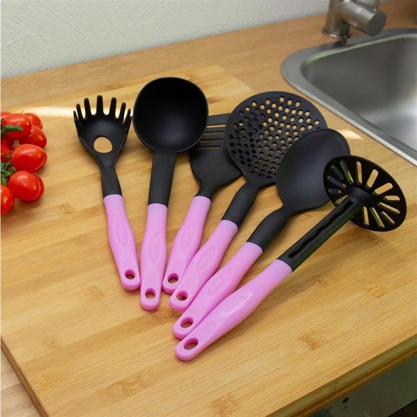 Lantelme Kochbesteck-Set Küchenhelfer Küchenbesteck 6 Tlg. Hitzebeständig Spülmaschinengeeignet (Teilig), Pfannenwender Spaghettilöffel Stampfer Soßenlöffel Kelle Schaumkelle