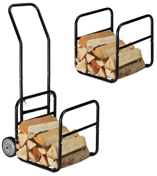 Relaxdays Kaminholzwagen mit Holzkorb