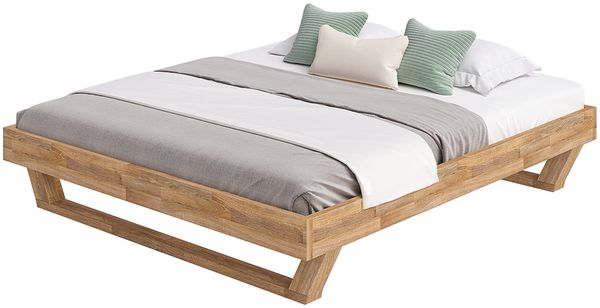 skølm 'Nornir' Bett 180x200 cm, Bettgestell, natur geölt, Massivholzbett aus Eiche mit Holzkufen, Doppelbett ohne Bettkopf Bild 9