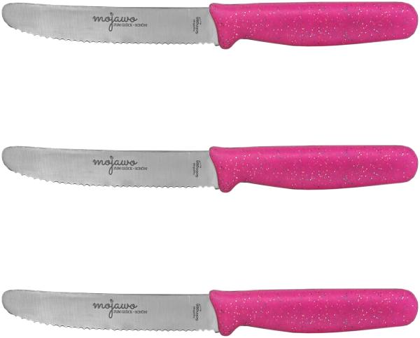 3er Mojawo Frühstücksmesser Tafelmesser Brötchenmesser Solingen Pink