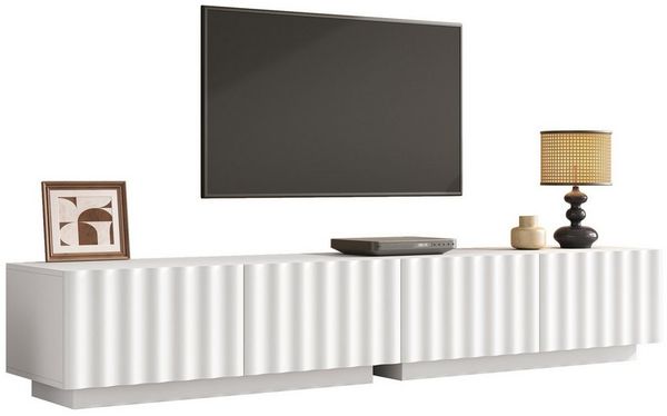 Merax Lowboard mit Wellenfront, Fernsehschrank mit Push-to-Open System (1 St), TV-Board TV-Schrank mit Schubladen & großem Stauraum, 200 x 40 x 35 cm