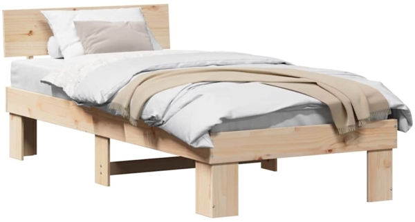 vidaXL Bettrahmen mit Kopfteil Natur 100 x 200 cm Massives Kiefernholz 872581 Bild 2