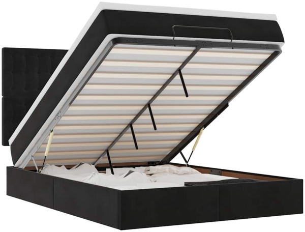 vidaXL Ottoman-Bett mit Matratzen & LEDs Schwarz 140x190 cm Samt 3314464