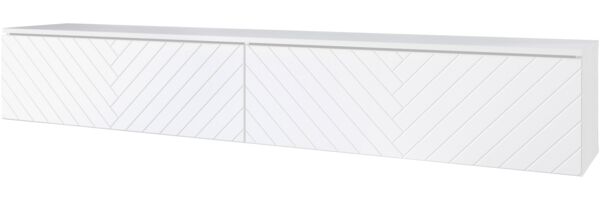 TV-Lowboard Stone 180 MDF, ohne Beleuchtung, Farbe: Weiß/Weiß Fischgrät