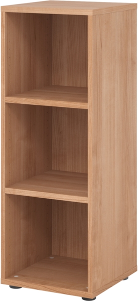 bümö Regal Nussbaum, Standregal aus Holz für 3 Ordnerhöhen - Bücherregal klein 40 cm schmal, Aktenregal für Ordner & Bücher, kleines Büroregal, Holzregal, Ordnerregal, Buchregal Dachschräge, 934RE-N