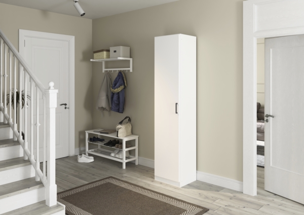 rauch Allrounder, Garderobenschrank, Mehrzweckschrank, 1-türig, mit 4 Einlegeböden, Farbe Weiß, BxHxT 47x210x41cm