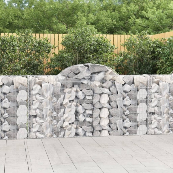 vidaXL Gabione mit Hochbogen 200x30x100/120 cm Verzinktes Eisen 153485