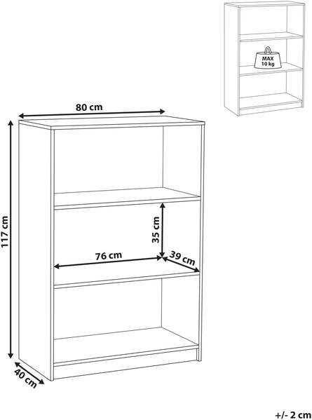 Bücherregal mit 3 Ebenen ZEHNA 117 cm Schwarz Bild 2