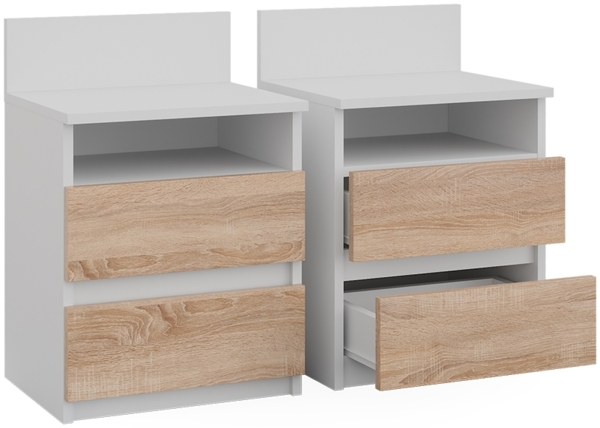 Nachttisch Monty Weiß/Sonoma 2er Set Vicco