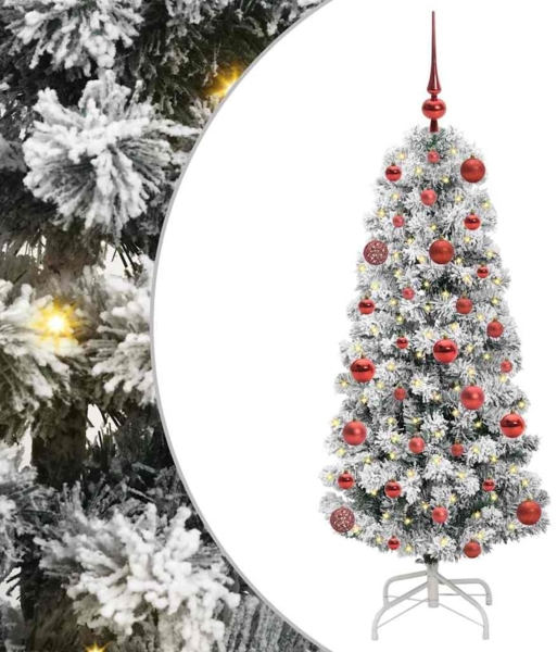 vidaXL Künstlicher klappbarer Weihnachtsbaum Grün und Weiß 120 cm 3395577