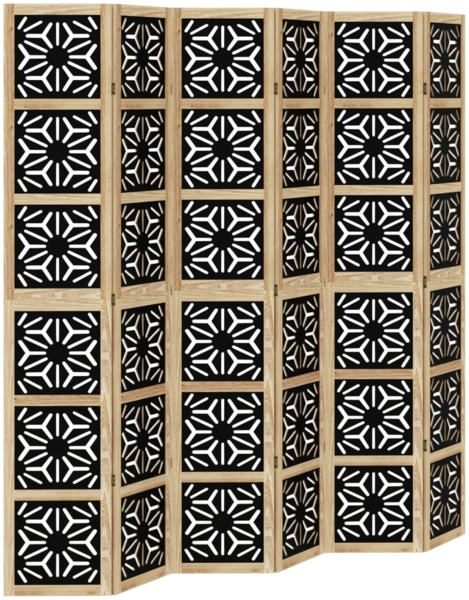 vidaXL 6-tlg. Raumteiler Braun und Schwarz Massivholz Paulownia 358812