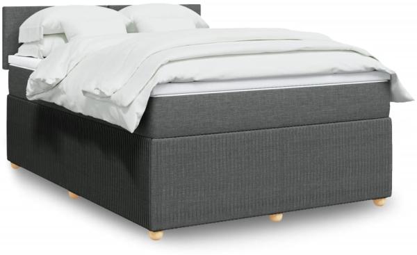 vidaXL Boxspringbett mit Matratze Dunkelgrau 160x200 cm Stoff 3289801