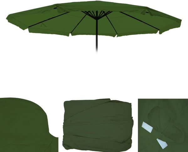Ersatz-Bezug für Sonnenschirm Meran Pro, Gastronomie Marktschirm mit Volant Ø 5m, Polyester ~ grün