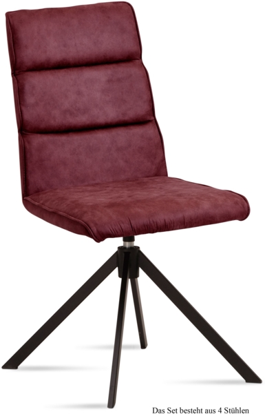 Esszimmerstuhl drehbar (4er-Set) Deedea 47x92x60 Schwarz/Marsala
