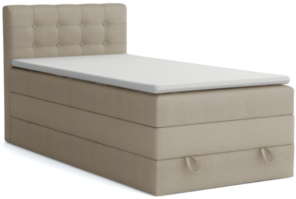 Deine Möbel 24 Boxspringbett JUNG 1 Polsterbett Komplettbett Hotelbett inkl. Topper (für Jugendliche Jugendbett Hellgrau Grau Anthrazit Schwarz Beige, 3-St, Bonellfederkernmatratze H3 Taschenfederkernmatratze H4), 90x200 100x200 120 cm Einzelbett Boxsp... Bild 1