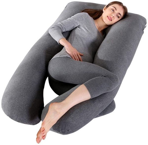 SHANNA Schwangerschaftskissen U Form Seitenschläferkissen Stillkissen Fütternkissen mit Gestrickte Baumwolle Bezug, Groß Lagerungskissen, Komfortkissen Erwachsene, Körperkissen fur Schlafen und Mutter