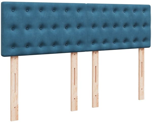 vidaXL Boxspringbett mit Matratze Blau 160x200 cm Samt 3287798 Bild 4