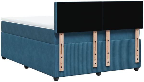vidaXL Boxspringbett mit Matratze Blau 160x200 cm Samt 3287798 Bild 9