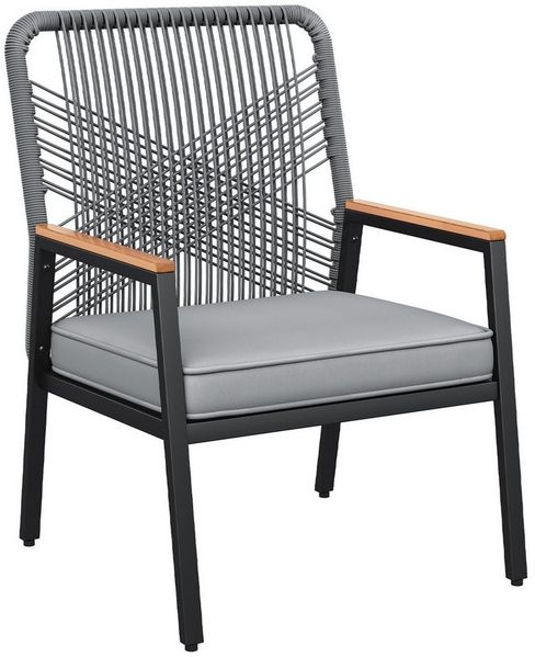 TLGREEN Gartenstuhl Eisen-Rattan Gartensessel,verbreiterter Sitz, (Balkonstühle Metall und Rattan, mit 8 cm dicken Sitzkissen, 1 St), 160 kg Belastbar für Terrasse, Garten und Veranda