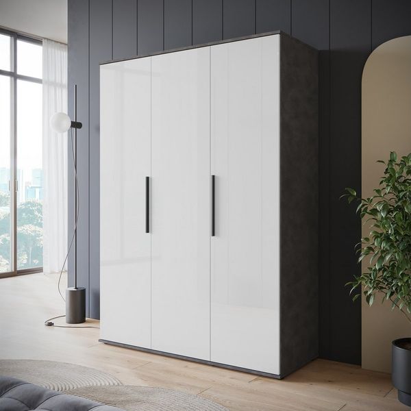 INOSIGN Kleiderschrank LAGOS Wäscheschrank, Garderobe, schwarze Griffe, Made in Europe Moderner Drehtürenschrank, FSC-zertifiziert, Schlafzimmerschrank