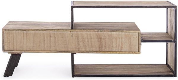TV-Board Esterna aus Mangoholz, modernes Design mit Metallgestell, natur und grau, 145 cm, Bizzotto Bild 3