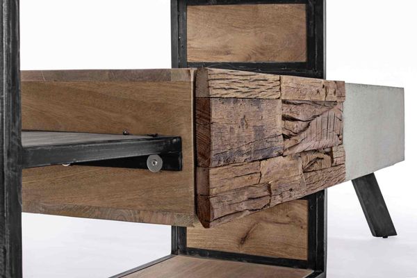 TV-Board Esterna aus Mangoholz, modernes Design mit Metallgestell, natur und grau, 145 cm, Bizzotto Bild 5