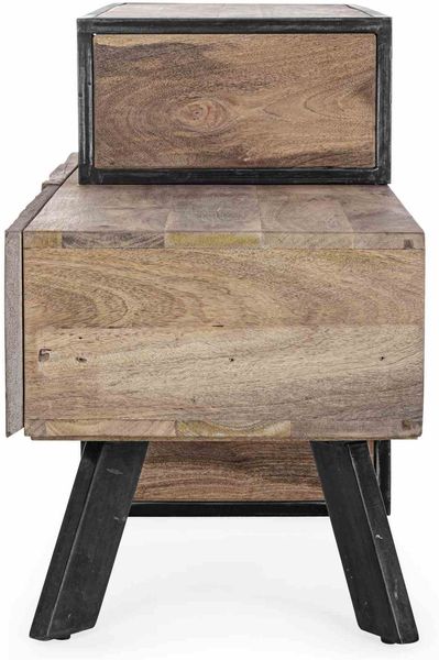 TV-Board Esterna aus Mangoholz, modernes Design mit Metallgestell, natur und grau, 145 cm, Bizzotto Bild 2