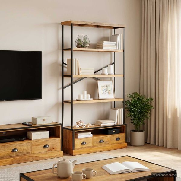 vidaXL 5-stufiges Bücherregal Natur 100 x 30 x 180 cm 42020950